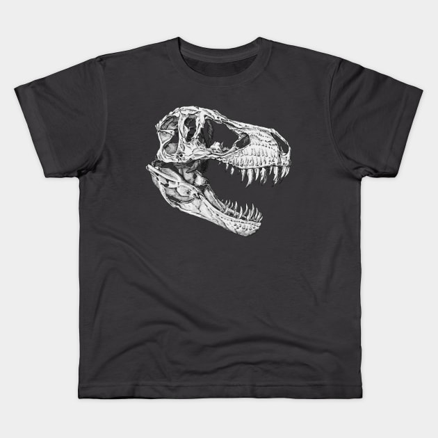 T-Rex Skull Kids T-Shirt by Tinker and Bone Studio